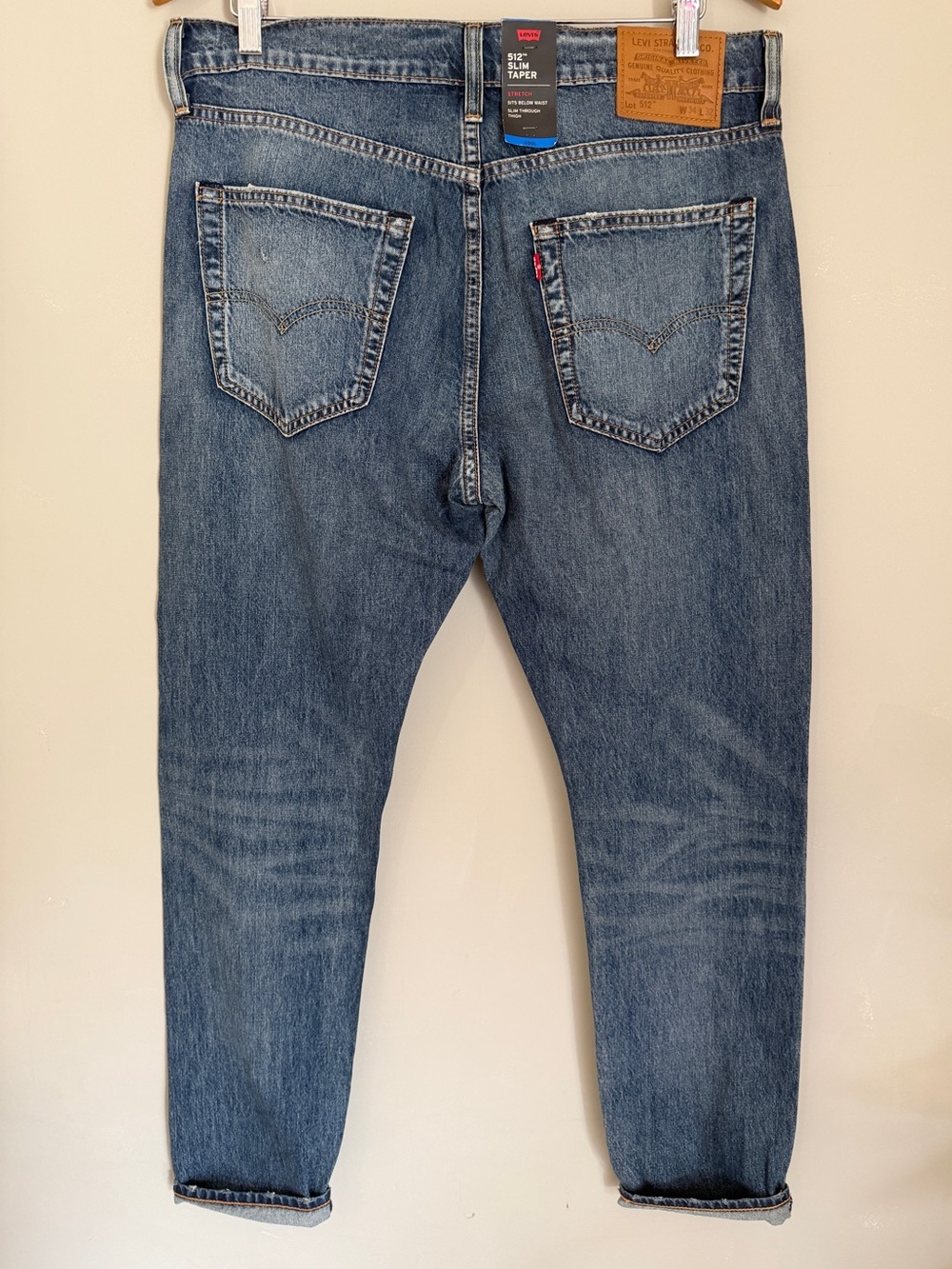 Levi's 512 34 x 32 Slim Taper Jeans Men's NWT Cool Tech Stretch Blue Denim